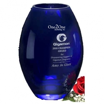 Cobalt Barrel Vase 10-1/2"