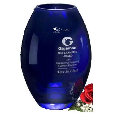 Cobalt Barrel Vase 10-1/2"