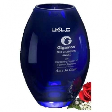 Cobalt Barrel Vase 10-1/2"