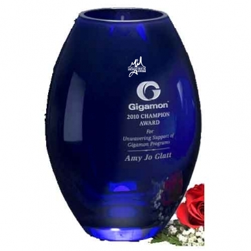 Cobalt Barrel Vase 10-1/2"