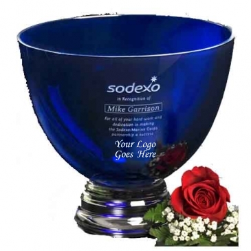 Cobalt Pedestal Bowl 8-1/2" Dia.