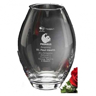 Clear Barrel Vase 8"