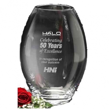 Clear Barrel Vase 10-1/2"