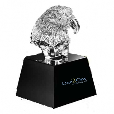 Crystal Eagle Head on Black Base 6"