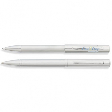 Greenwich Satin Chrome Ballpoint Pen and 0.9mm Pencil Set