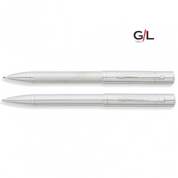 Greenwich Satin Chrome Ballpoint Pen and 0.9mm Pencil Set
