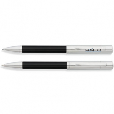 Greenwich Chrome & Black Ballpoint Pen & 0.9mm Pencil Set