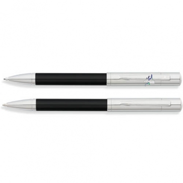 Greenwich Chrome & Black Ballpoint Pen & 0.9mm Pencil Set