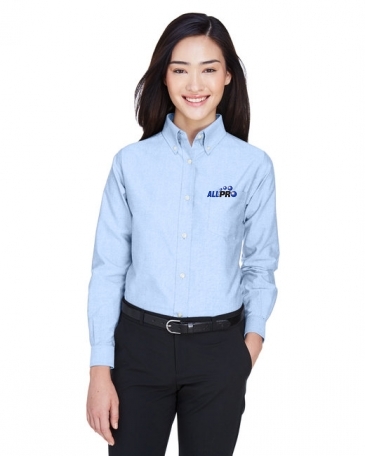 UltraClub Ladies' Classic Wrinkle-Resistant Long-Sleeve Oxford