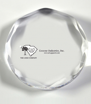 Scalloped Circle Paperweight Award - 4” dia x 3/4”