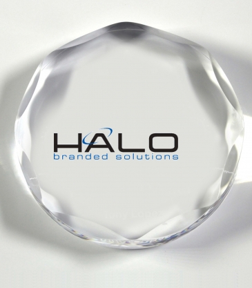 Scalloped Circle Paperweight Award - 4” dia x 3/4”