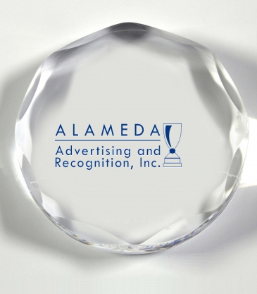 Scalloped Circle Paperweight Award - 4” dia x 3/4”