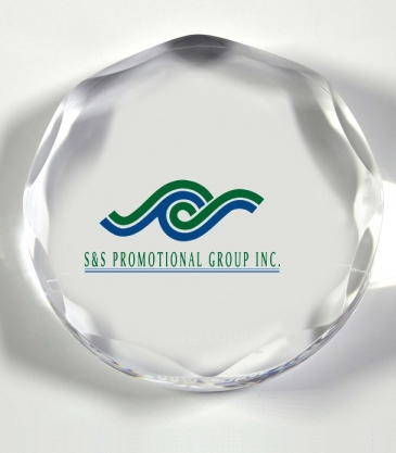 Scalloped Circle Paperweight Award - 4” dia x 3/4”