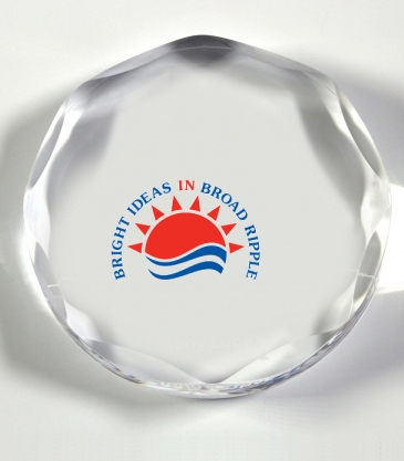 Scalloped Circle Paperweight Award - 4” dia x 3/4”