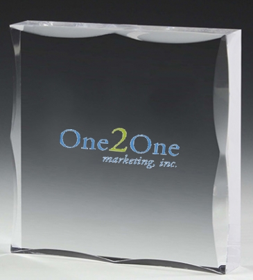 Scalloped Acrylic Paperweight Awards - 4” x 4” x 3/4”