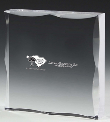 Scalloped Acrylic Paperweight Awards - 4” x 4” x 3/4”