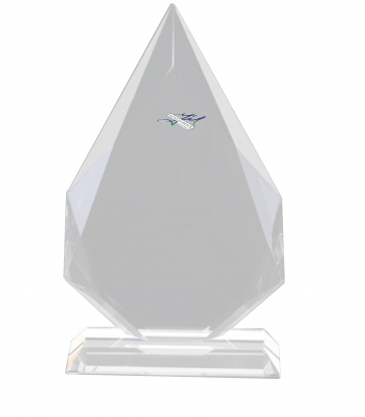 11" Crystal Image Angular Flame on Marble Base