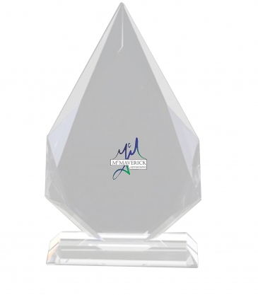 9" Crystal Image Angular Flame on Marble Base