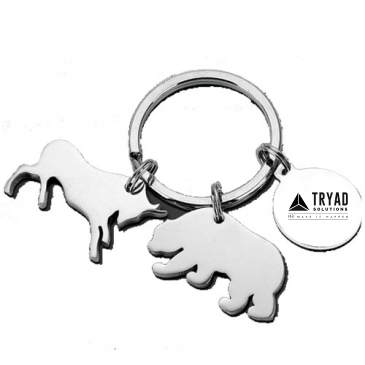 Bull And Bear Keytag With Pouch