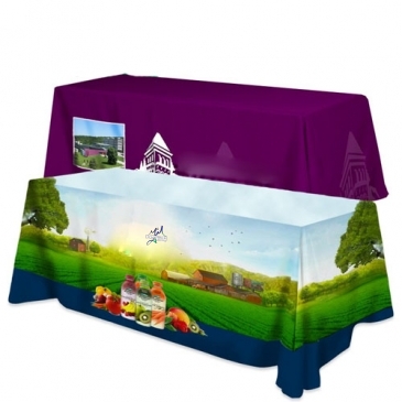 All Over Dye Sub Table Cover - flat poly 3-sided, fits 8' table