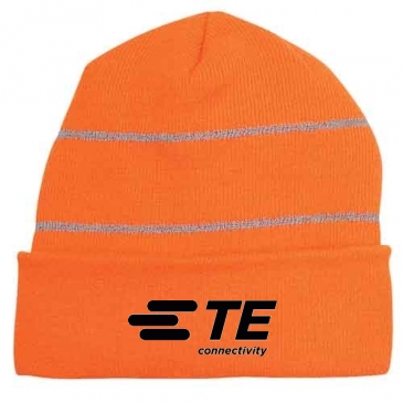 Knit Cuff Beanie With Reflective Stripes_Embroidered