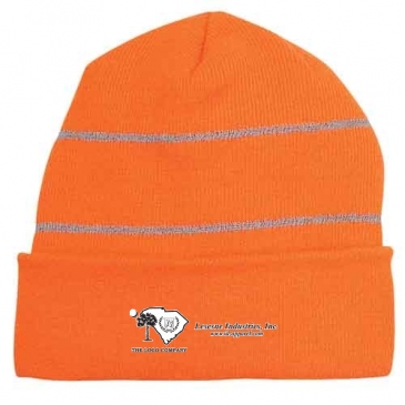 Knit Cuff Beanie With Reflective Stripes_Embroidered