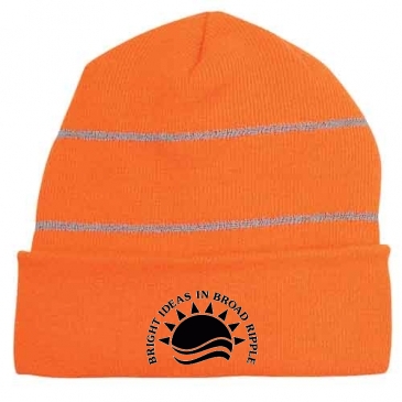 Knit Cuff Beanie With Reflective Stripes_Embroidered