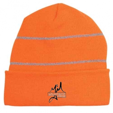 Knit Cuff Beanie With Reflective Stripes_Embroidered