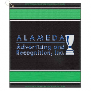 16" X 19" Designer Woven Golf Towel W/ Scrubbers