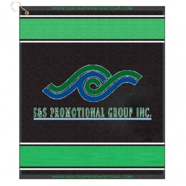 16" X 19" Designer Woven Golf Towel W/ Scrubbers