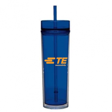 16 Oz Tube Tumbler With Straw