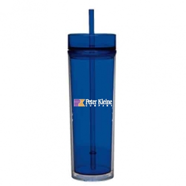 16 Oz Tube Tumbler With Straw