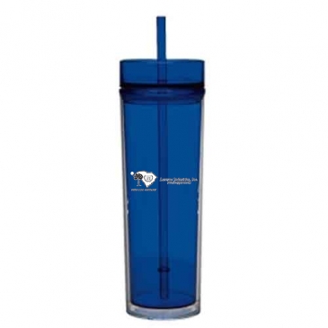 16 Oz Tube Tumbler With Straw