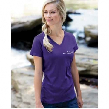 Ladies' 100% Organic Cotton Short-Sleeve V-Neck T-Shirt