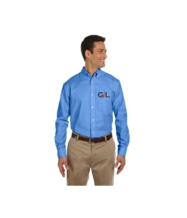 Harriton Men's Long-Sleeve Oxford with Stain-Release