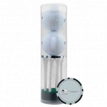 2 Ball Tube With Poker Chip Ball Marker And 8 Tees
