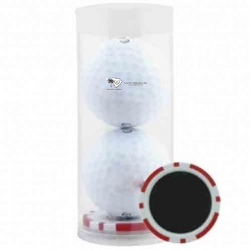 2 Ball Tube With Poker Chip Ball Marker
