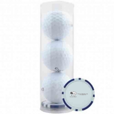 3 Ball Tube With Poker Chip Ball Marker