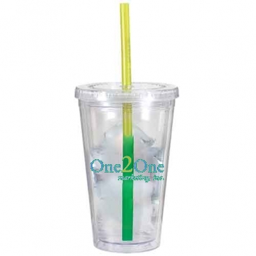 16 oz. Victory Acrylic Tumbler with Mood Straw