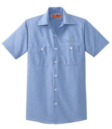 Red Kap® Long Size,  Short Sleeve Striped Industrial Work Shirt