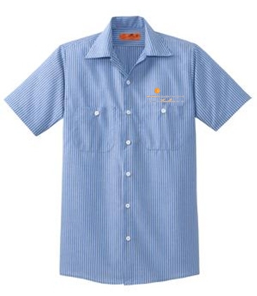 Red Kap® Long Size,  Short Sleeve Striped Industrial Work Shirt