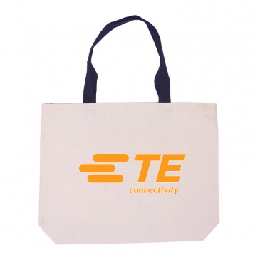 Cotton Canvas Tote with Gusset & Color Accent Handles