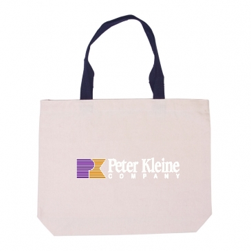 Cotton Canvas Tote with Gusset & Color Accent Handles