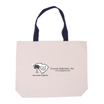 Cotton Canvas Tote with Gusset & Color Accent Handles