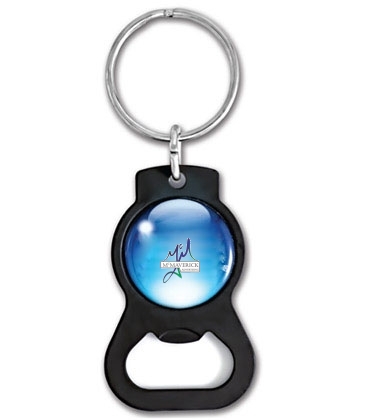 Black Bottle Opener Key Tags with Laminate
