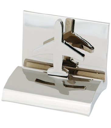 Chrome Metal Business Card Holder - Airplane