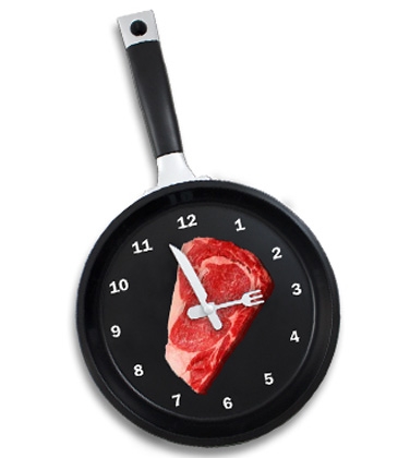 Frying Pan Clock With Steak Graphic