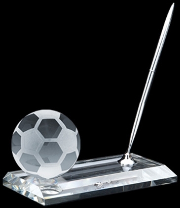 Crystal Soccer Pen Stand Set