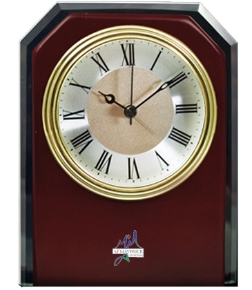 Wood Clock With Glass Trim