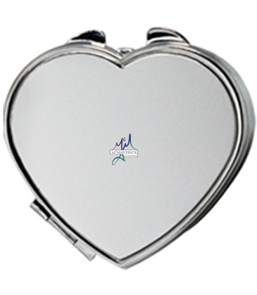 Heart Shape Metal Pill Box With Mirror